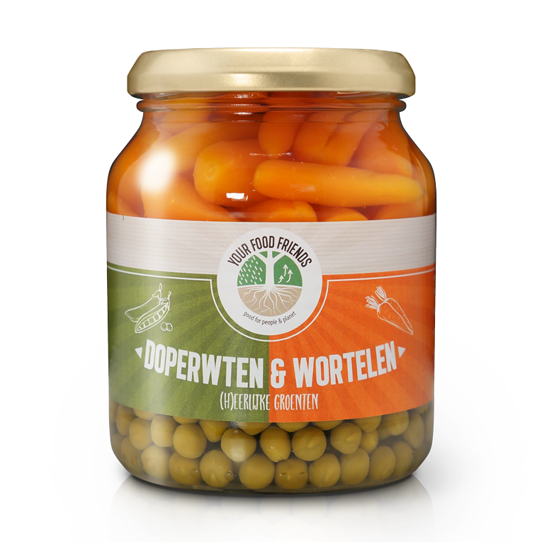 doperwten en wortelen groenteconserven