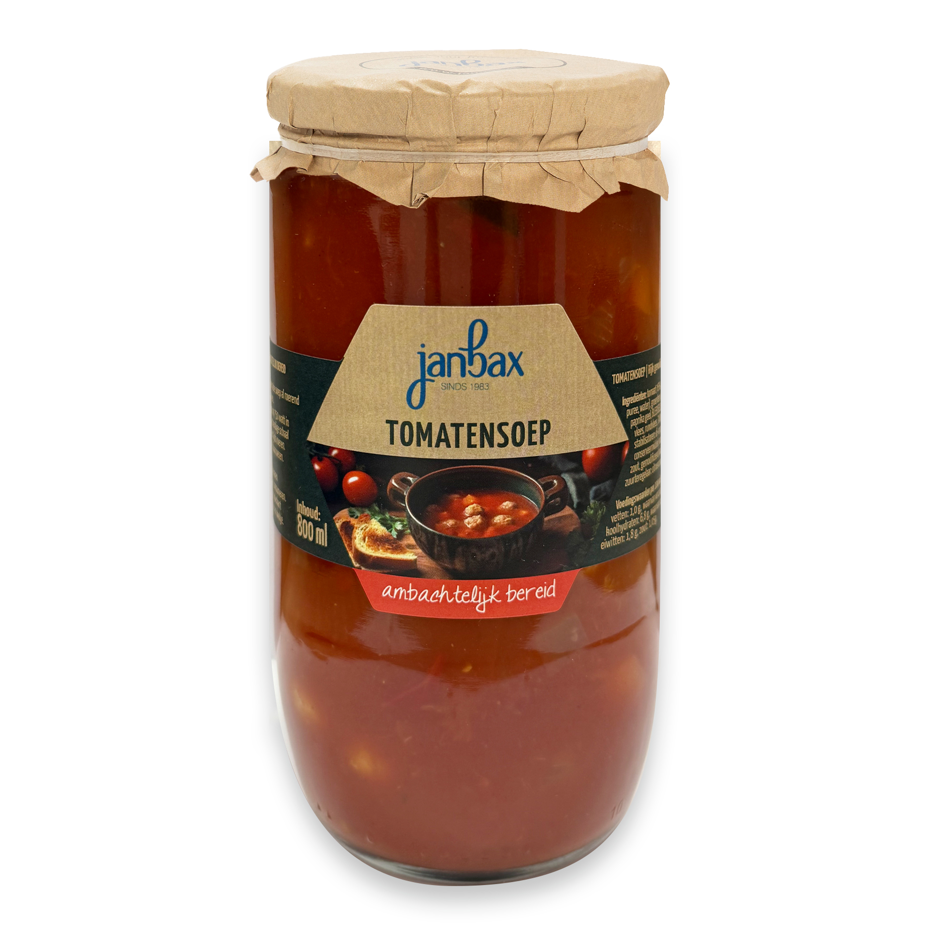 JanBax tomatensoep gevuld met ballen