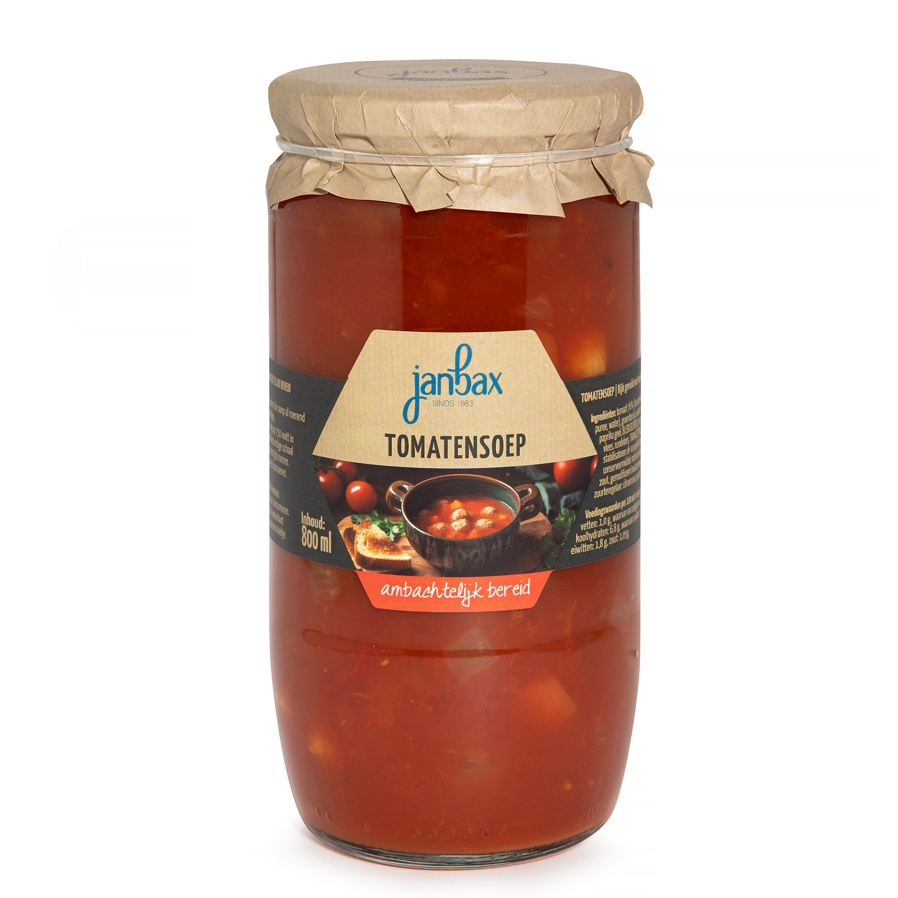 JanBax tomatensoep gevuld met ballen
