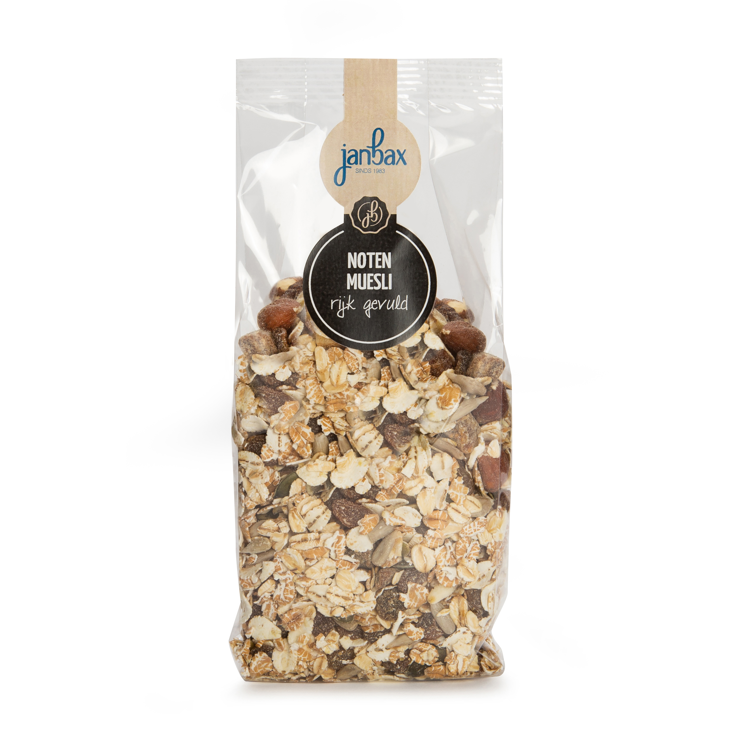 Noten muesli rijk gevuld cellofaan