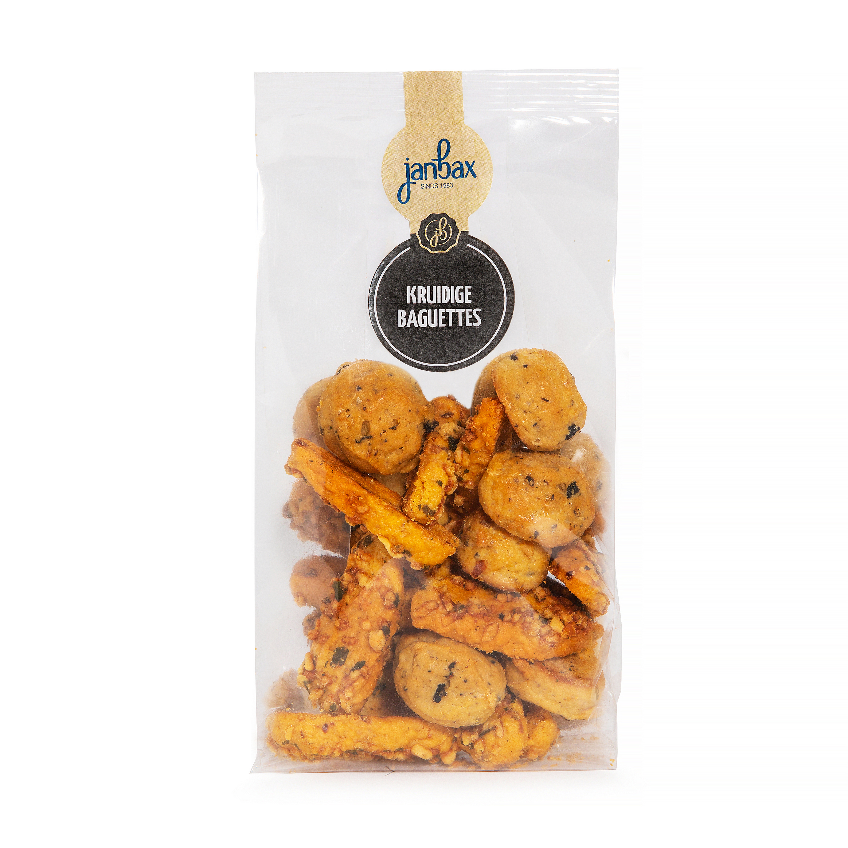 JanBax borrelconcept cellofaan kruidige baguettes