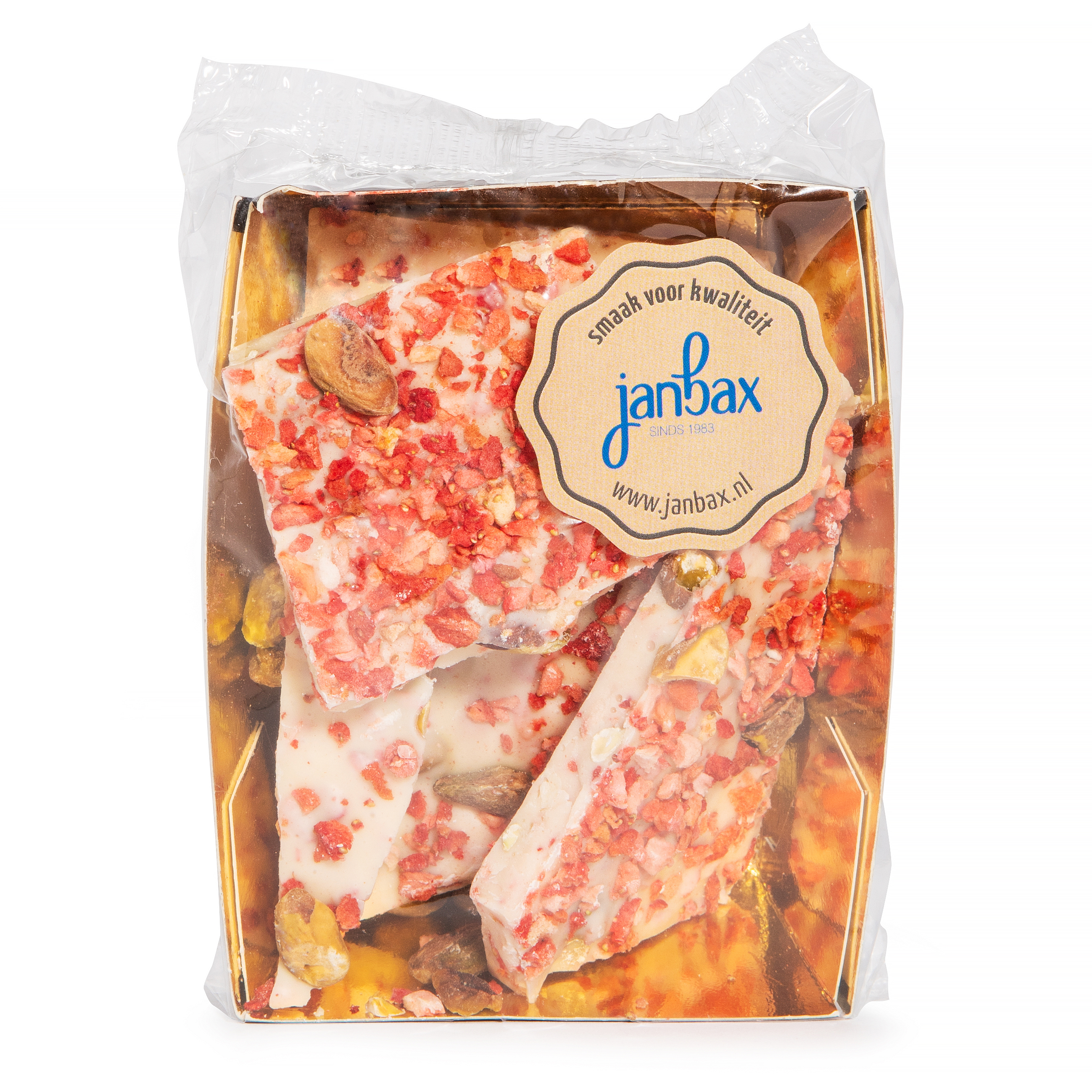 JanBax bakje chocolade pistache-aardbei