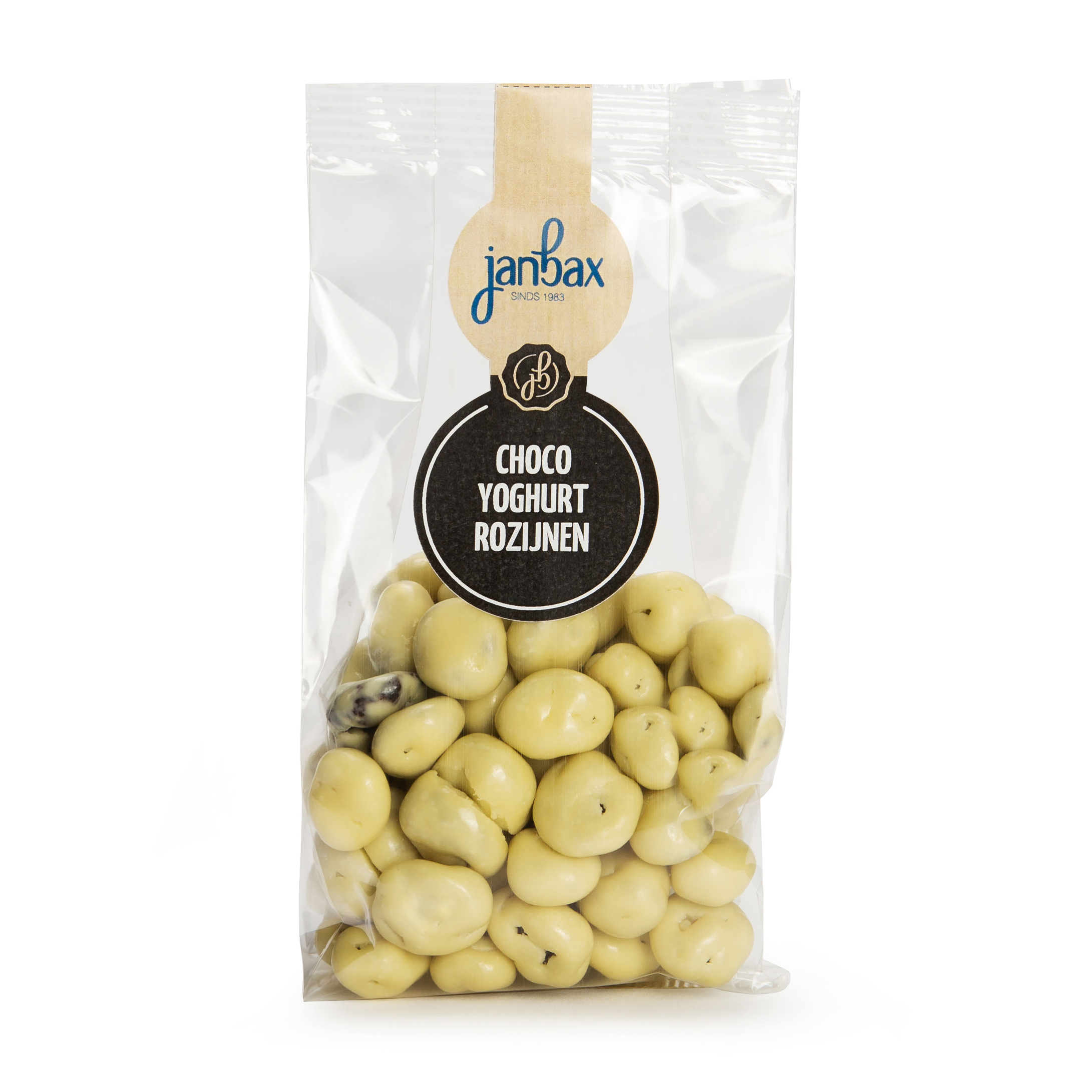 Borrelconcept cellofaan chocolade yoghurt rozijnen